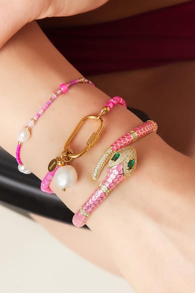 Mosquetón de pulsera con cuentas Negro Acero inoxidable h5 Imagen2